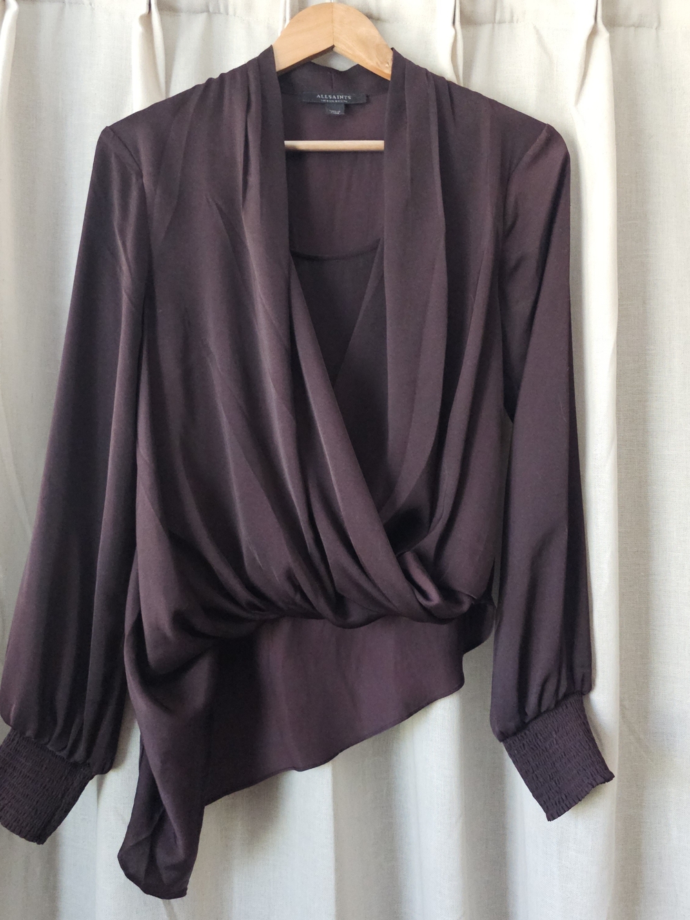 AllSaints Abi Sleeve Draped Asymmetric Top – UK 8 / US 4
